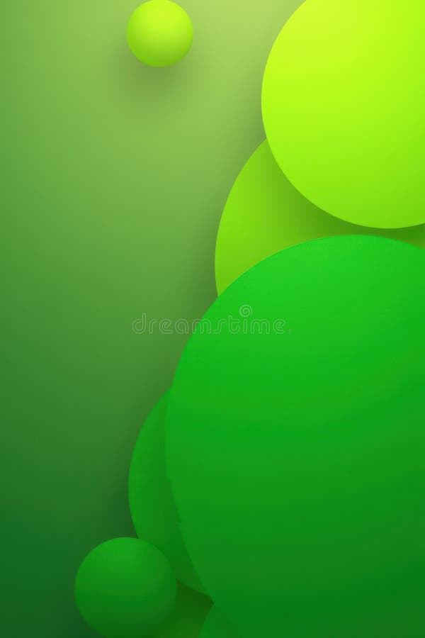 Abstract green gradient circles, dynamic overlap, technology, pattern stock illustration