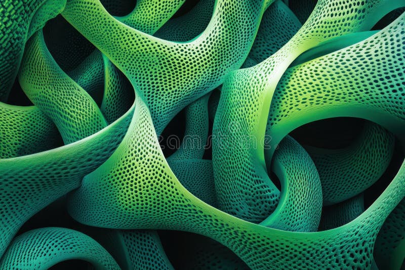 Abstract Green Interwoven Lattice Structure stock illustration