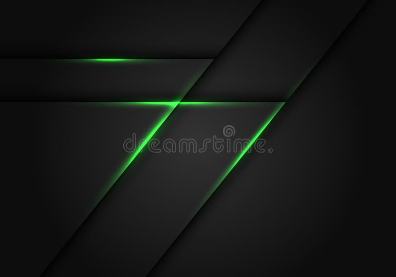 Abstract green light line on dark grey geometric design modern futuristic background vector