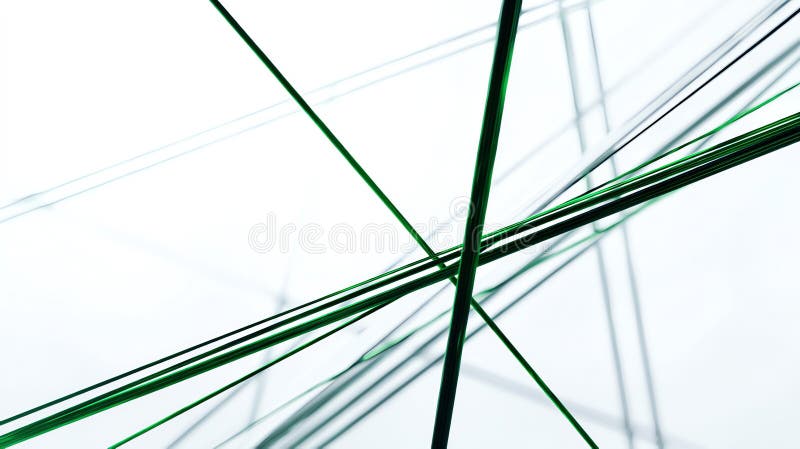 Abstract Green Lines Intersect on White Background: Modern Geometric Design for Technology, Innovation, and Architecture Visuals. stock images