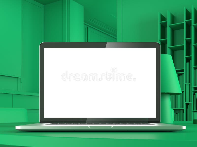 Abstract green modern workspace. 3d rendering stock images