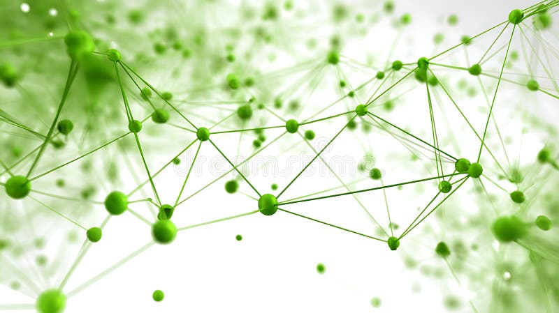 Abstract Green Network Connection Nodes and Lines on White Background royalty free illustration