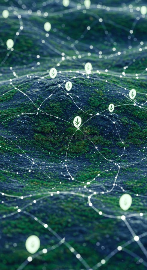 Abstract Green Network Connections Digital Background vector illustration