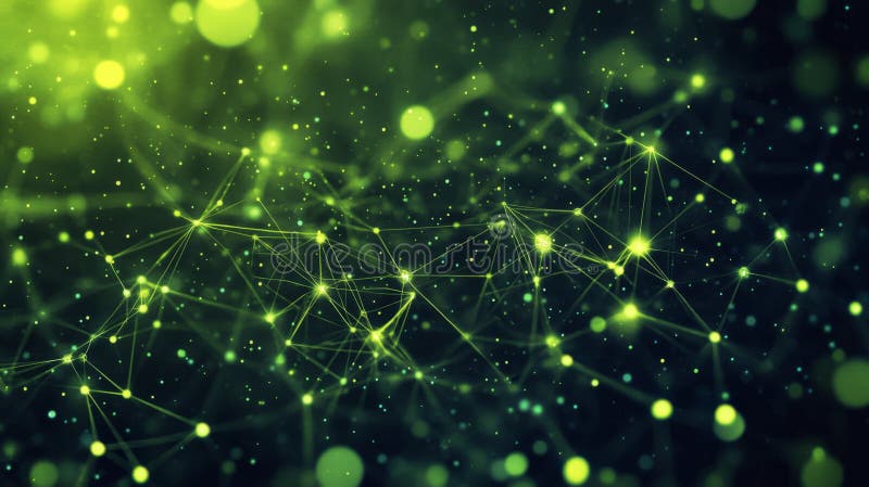 Abstract Green Network with Glowing Points and Lines royalty free illustration