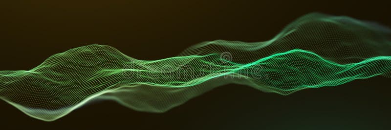 Abstract Green Particle Waves Surface Background vector illustration