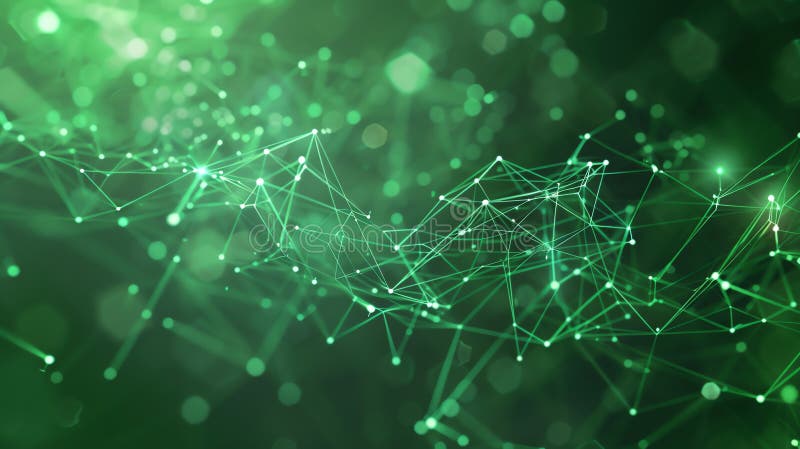 Abstract green plexus network background. Concept of technology, science, connection, communication, data