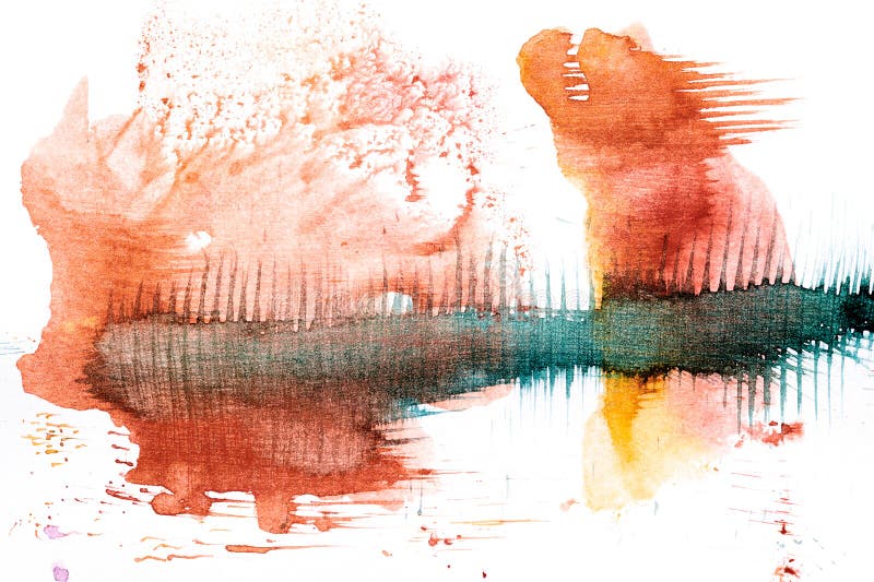 Green red background. Multicolor brush strokes and paint spots on white paper, bright contrasting background stock illustration