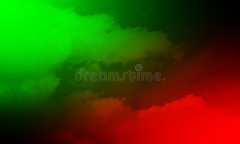 Abstract green and red smoke and black background.