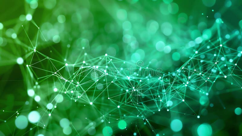 Abstract green technology background with connecting dots and lines. Network connection structure. Science background. Big data stock image