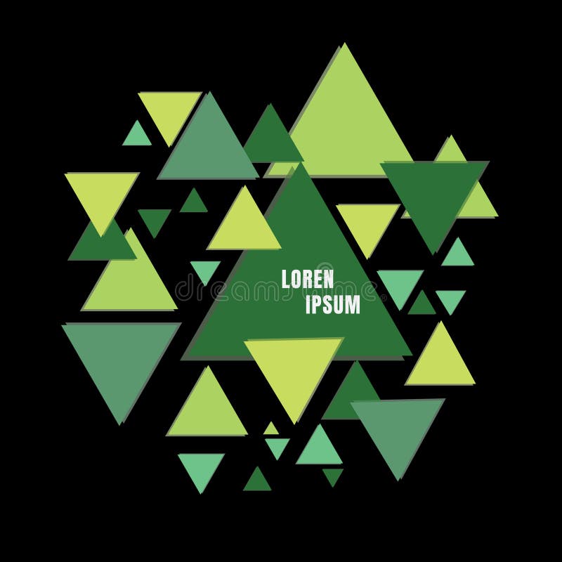 Abstract Green Triangle Pattern Isolated on Black Background Stock