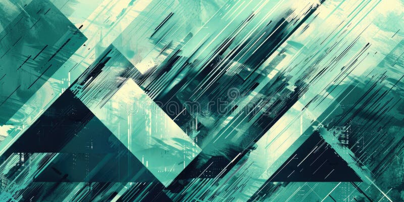 Abstract green triangle repetitive pattern polygon geometry background. AIG51. stock photography
