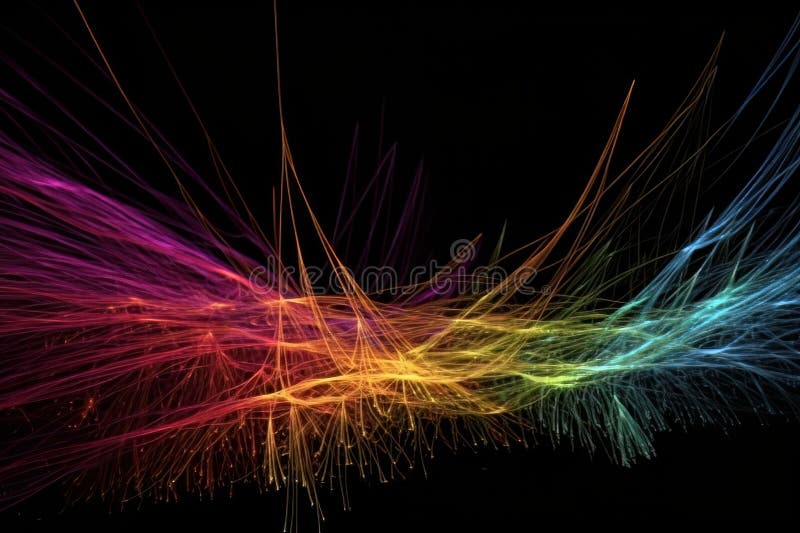 Abstract green and violet lights. Fantastic space background. Digital fractal art. 3d rendering. Generative ai royalty free illustration