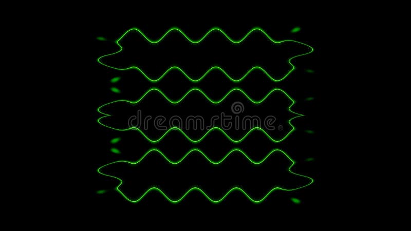 Abstract Green Wave Pattern on Black Background stock illustration