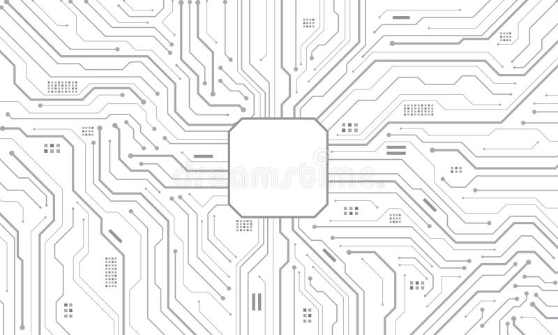 Abstract grey circuit board technology connected lines electronics elements computer motherboard chip processor semiconductor royalty free illustration