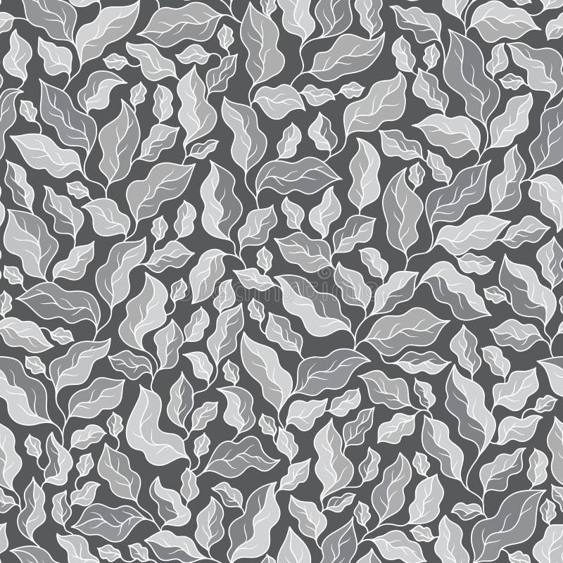 Abstract Grey Seamless Pattern with Leaves. Vector Stock Vector ...