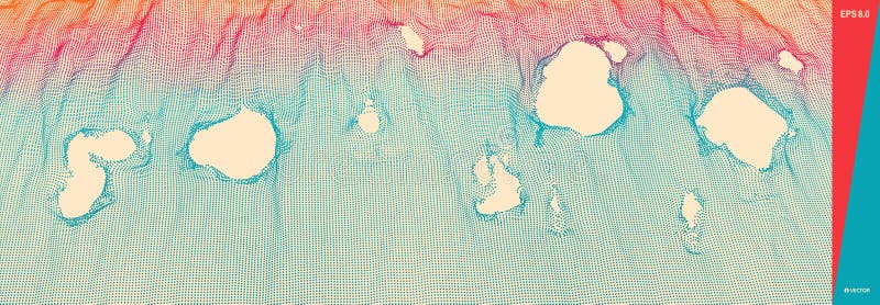 Abstract grid background with hole. Array with dynamic particles. Texture. 3D grid surface. Technology vector illustration vector illustration