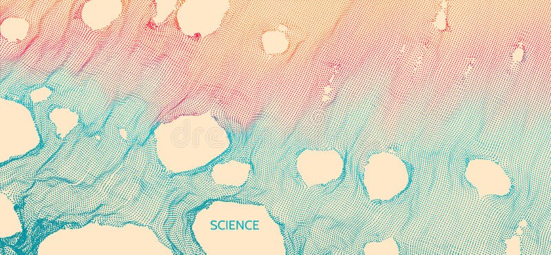 Abstract grid background with hole. Array with dynamic particles. Texture. 3D grid surface. Technology vector illustration royalty free illustration