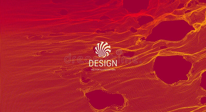 Abstract grid background with hole. Array with dynamic particles. Texture. 3D grid surface. Technology vector illustration stock illustration
