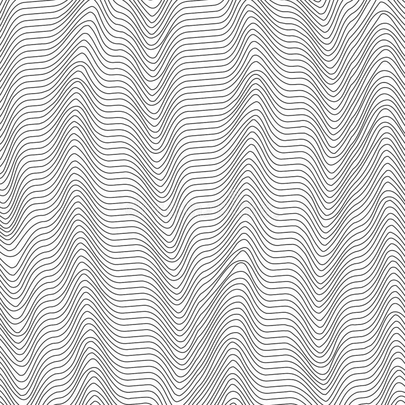 Abstract grid background with wavy dark lines of waveform Dynamic pattern of lines stripes the current flow of sound waves royalty free illustration