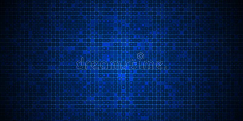 Abstract grid pixel pattern background. Vector illustration element with square, geometric mosaic, texture on dark blue color. royalty free illustration