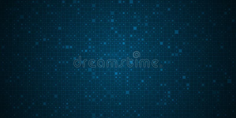 Abstract grid pixel pattern background. Vector illustration element with square, geometric mosaic, texture on dark blue color. stock illustration