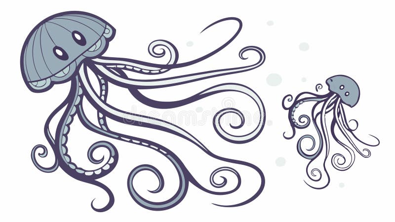 Abstract Group of Jellyfish, vector design Generative AI royalty free illustration