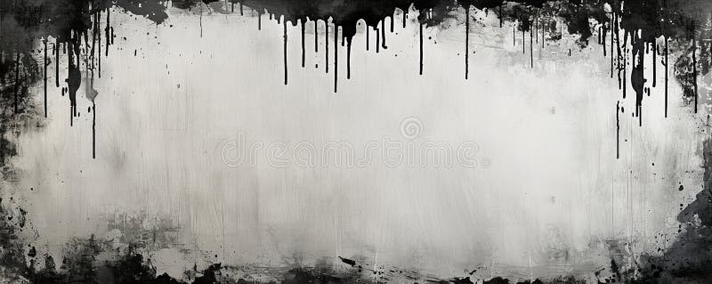 Abstract grunge background with black paint drips on white surface. Retro grayscale paint stock images, royalty-free photos and pictures