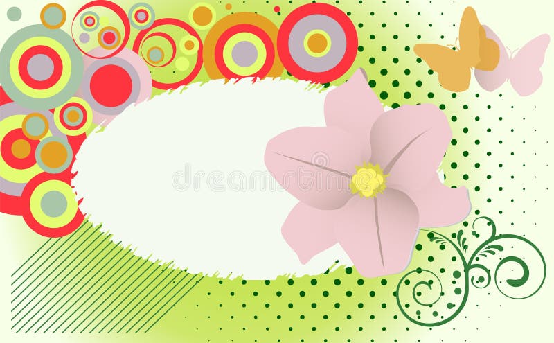 Abstract grunge flower theme with butterflies.