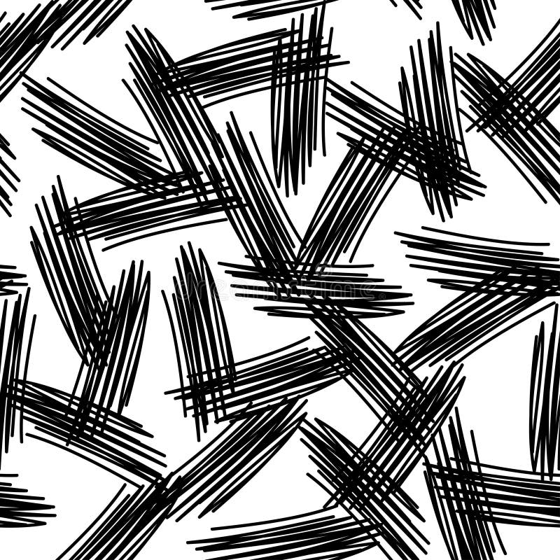 Abstract grunge painted texture seamless pattern. Black lines on a white background. Black white geometric pattern background vectors