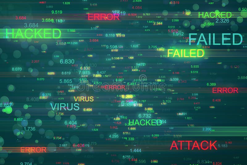 Abstract hacked background. Error and malware concept. 3D Rendering
