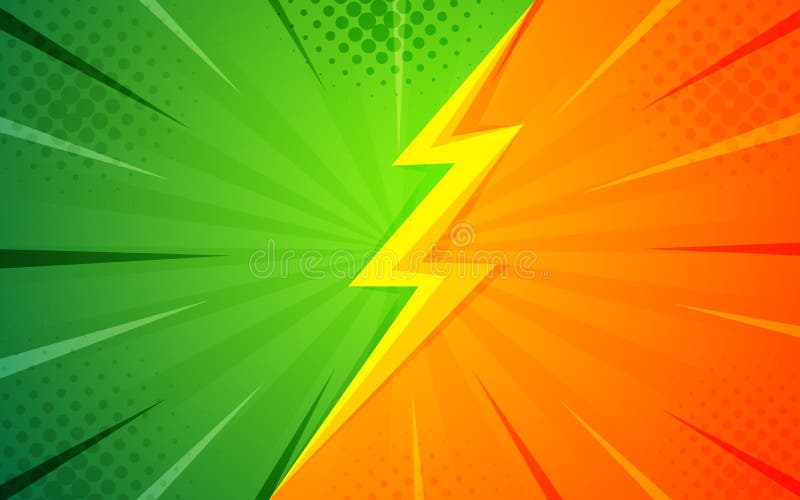 Abstract Halftone Comic Cartoon Zoom Thunder Green Vs Orange. Halftone  Texture and Superhero Backgrounds Stock Vector - Illustration of orange,  abstract: 226277641