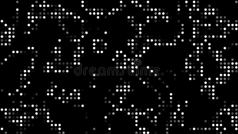 Abstract Halftone Dots Particle Animation Black White Background stock illustration