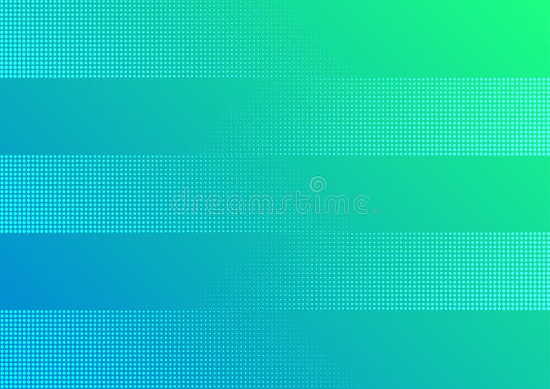 Abstract Halftone Dotted Bands Pattern in Blue and Green Gradient Background stock illustration