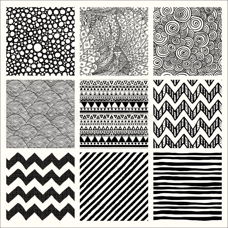 Abstract Hand Drawn Seamless Background Patterns Stock Vector ...