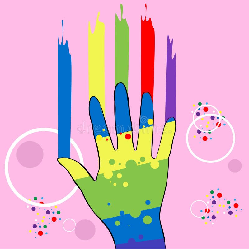 Abstract Hand In Paint, Colorful Over Pink Background vector illustration Abstract Hand In Paint, Colorful Over Pink Background vector illustration