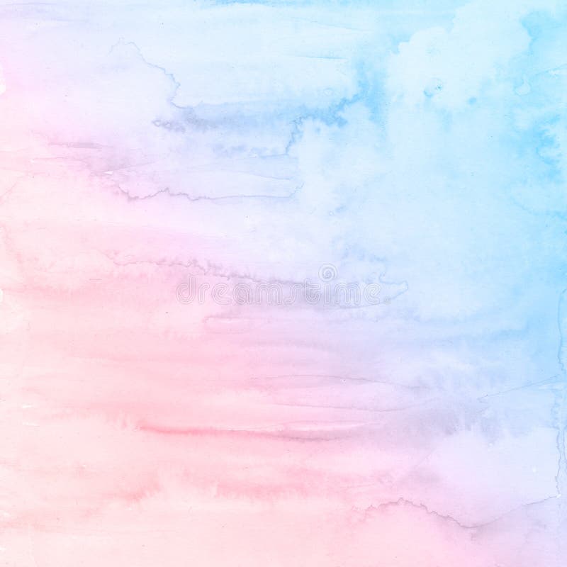 Abstract Hand Watercolor Pink And Blue Background Raster Illustration