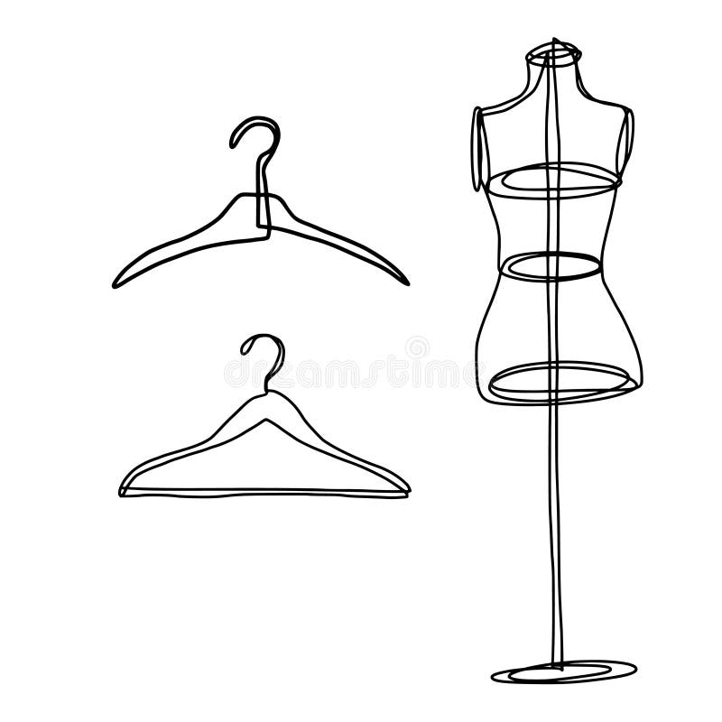 Abstract Hangers One Line Drawing. Continuous Line Hangers Isolated on ...