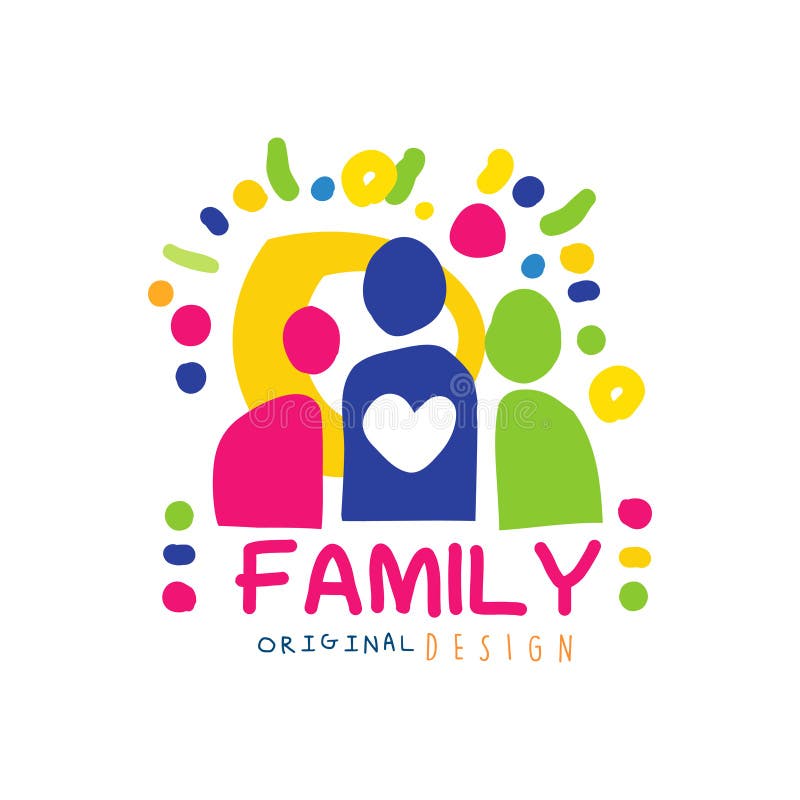 Abstract Happy Family Logo with Simple Shapes of People Stock Vector ...