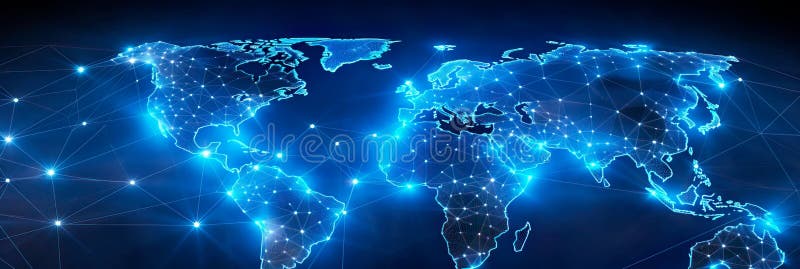Abstract Healthcare Network: abstract depiction of a global healthcare network, with interconnected nodes and data stock illustration