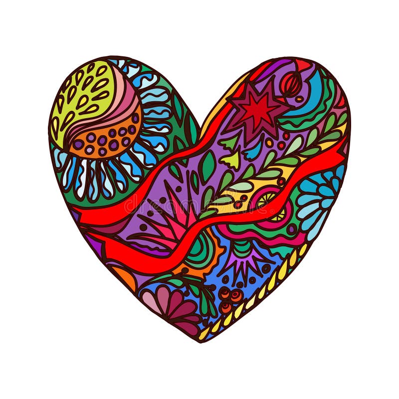 Abstract heart of doodles