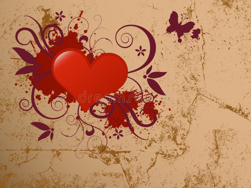 Abstract heart with grunge design.