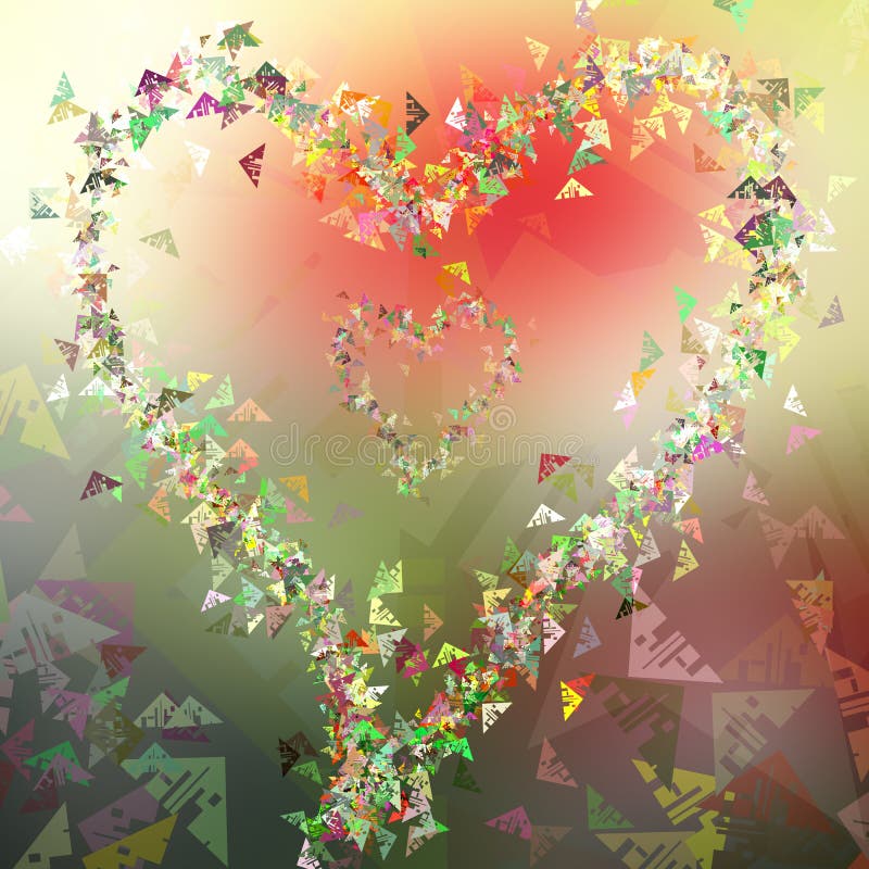 Abstract heart new triangular shapes postcard, colorful background stock illustration Abstract heart new triangular shapes postcard, colorful background stock illustration