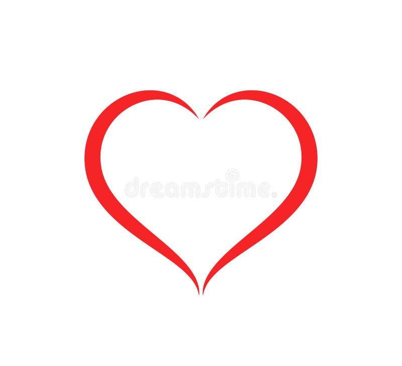Abstract Heart Shape Outline. Vector Illustration. Red Heart Icon in