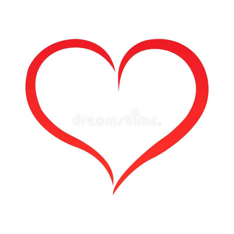 Abstract heart shape outline. Vector illustration. Red heart icon in flat style. The heart as a symbol of love.