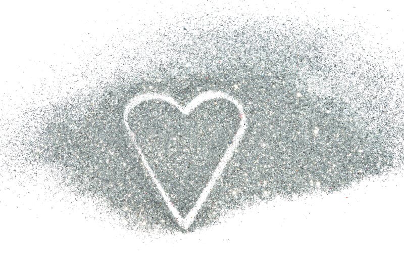 Abstract Heart of Silver Glitter Sparkle on White Background Stock Image Image of design