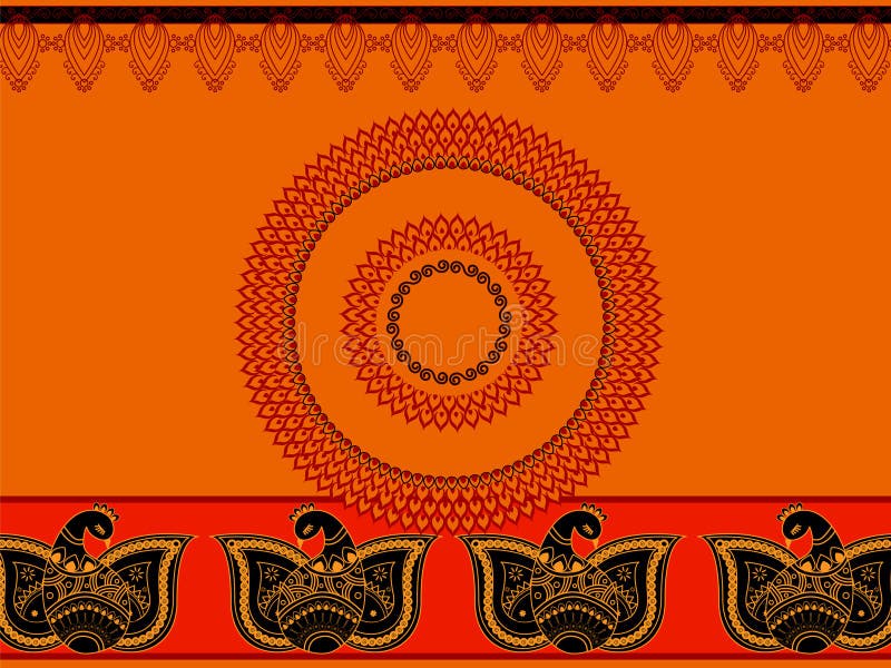 Abstract henna paisley-peacock background royalty free illustration