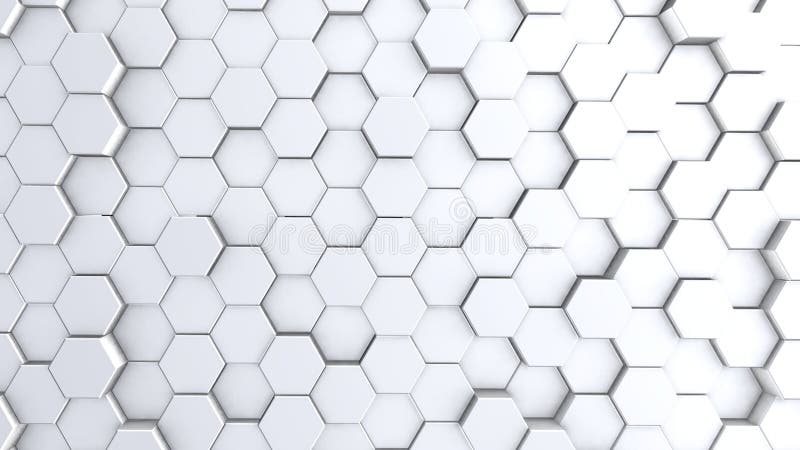 Abstract hexagon geometrie-achtergrond, wit hexagonal patroon willekeurig waven, animatie 3D renderen