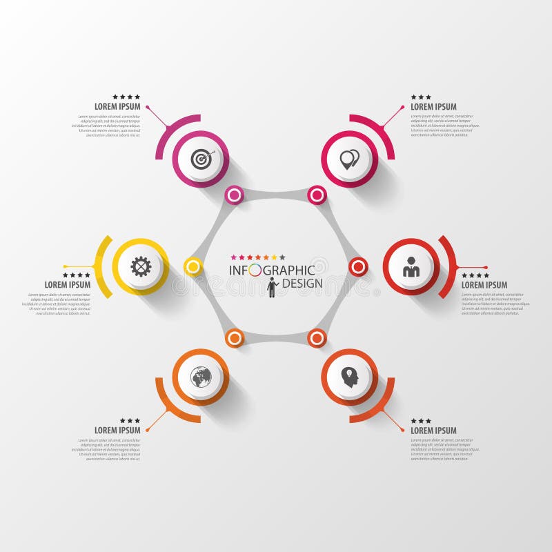 Abstract hexagon infographic design template with circles royalty free illustration Abstract hexagon infographic design template with circles royalty free illustration