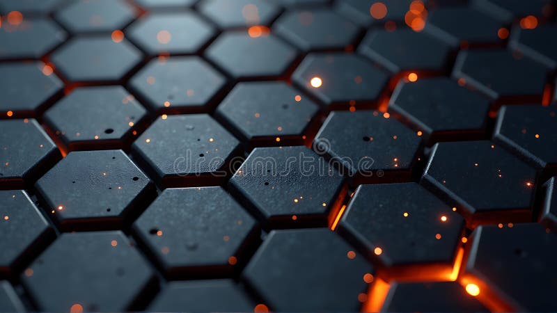 Abstract Hexagon Pattern with Glowing Lights royalty free illustration