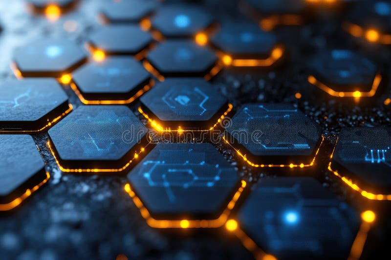 Futuristic Hexagonal Technology Network: Abstract Digital Background royalty free illustration